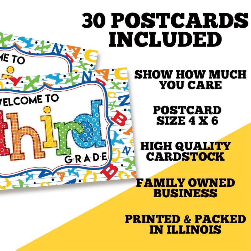Amanda Creation Welcome To 3rd Grade Alphabet Themed Blank Postcards For Teachers To Send To Students, 4"x6" Fill In Notecards by AmandaCreation (30) - Image 5